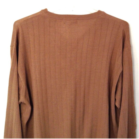 Preswick & Moore Merino Wool Sweater Mn 2XL Brown Pullover V-neck Preppy Italy - Picture 9 of 12
